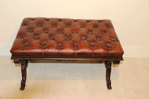 A Large English 19th C Carved Walnut Stool
