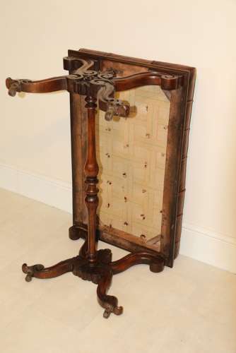 A Large English 19th C Carved Walnut Stool