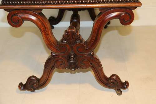 A Large English 19th C Carved Walnut Stool