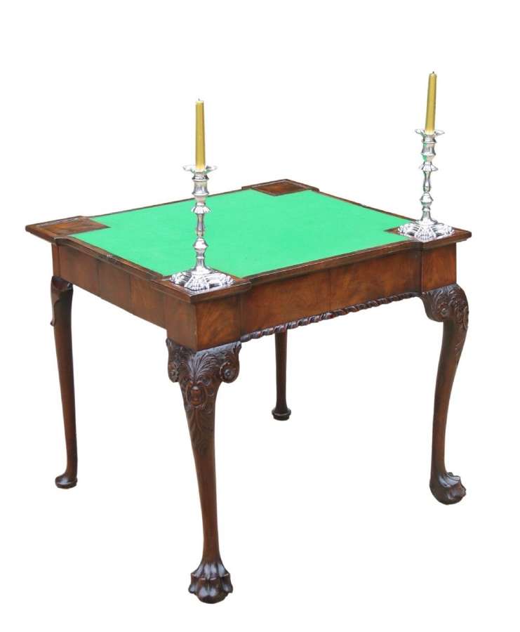 18th Century Mahogany Concertina Action Card Table, Circa 1750