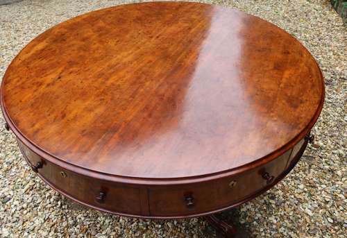 Library Drum Table made from figured mahogany 19th century English