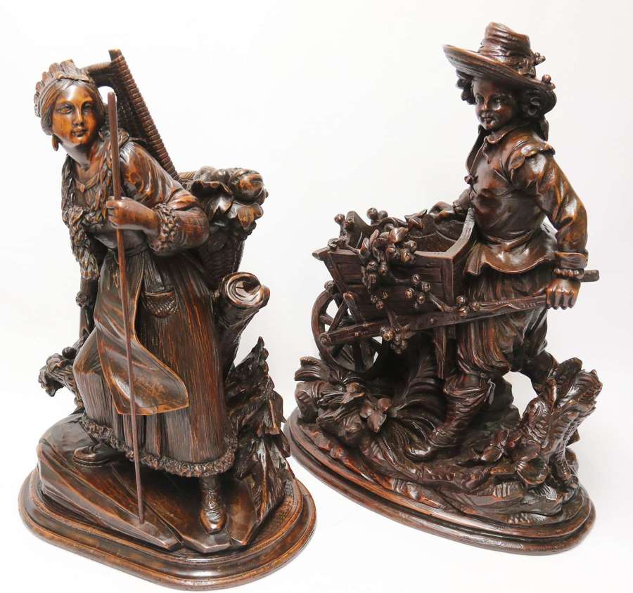 19th century pair of antique Horticultural Black Forest Figures