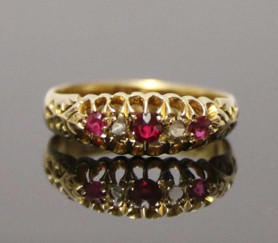A Superb 18 Ct. Ruby And Diamond Edwardian Ring.