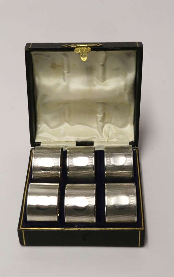 A Boxed Set Of Six Silver Napkin Rings, 1919 - 1920