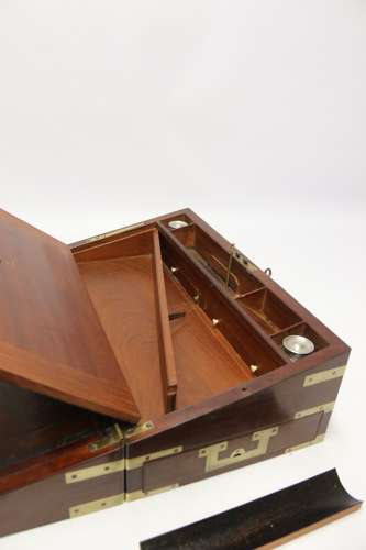 An English Early 19th C Brass Mounted Campaign Writing Box
