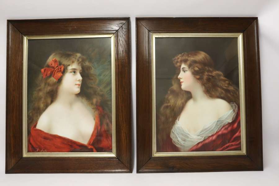 A Superb Pair Of Victorian Angelo Asti Prints Of A Glamorous Young Woman.