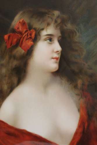 A Superb Pair Of Victorian Angelo Asti Prints Of A Glamorous Young Woman.