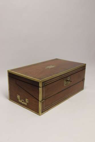 A Superb Early 19th C Gentleman’s Brass Mounted Campaign Writing Box