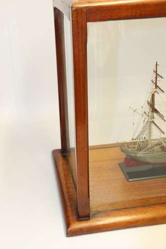 A Hand Modelled Ship In A Glass And Mahogany Case, C 1910