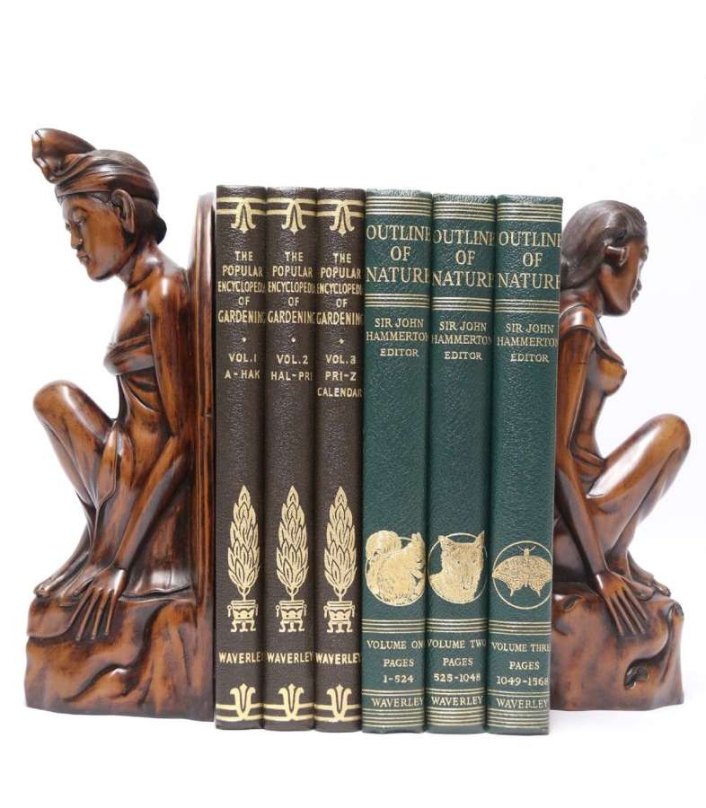 A Fine Pair Of Bookends Carved In Hardwood From The Mas Village On The  Island Of Bali