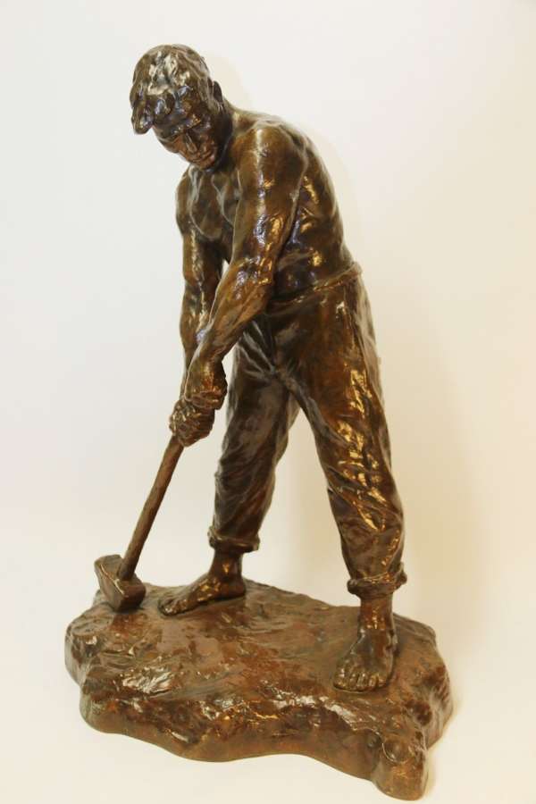 A Large Bronze Muscular Figure By Demanet, Circa 1920