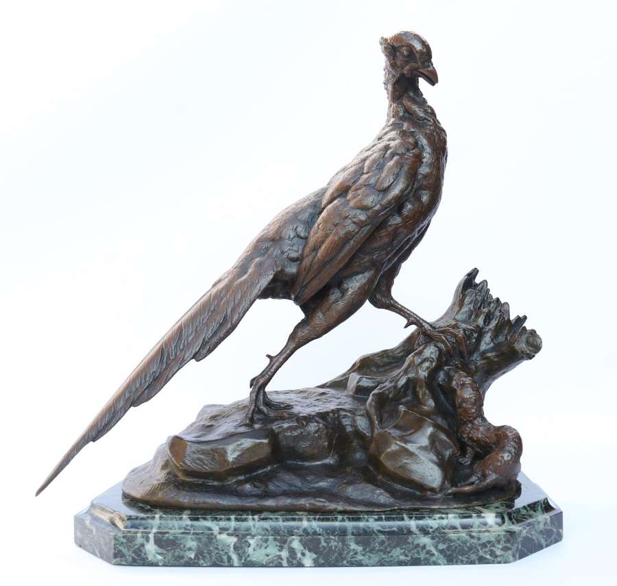 French Bronze "Pheasant And Weasel" By Jules Moigniez , Circa 1880