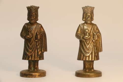 An Unusual Bronze And Nickel Chess Set