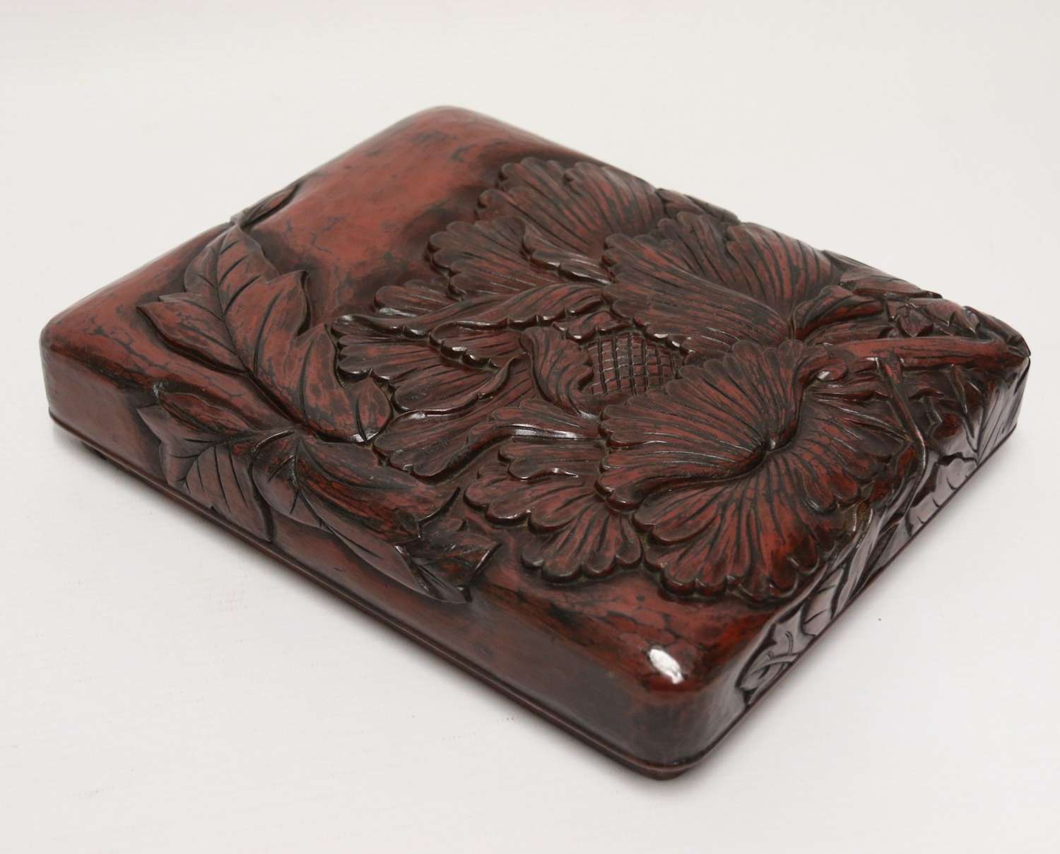 A Fine Japanese Early 20th C Carved And Lacquered Stationary Box