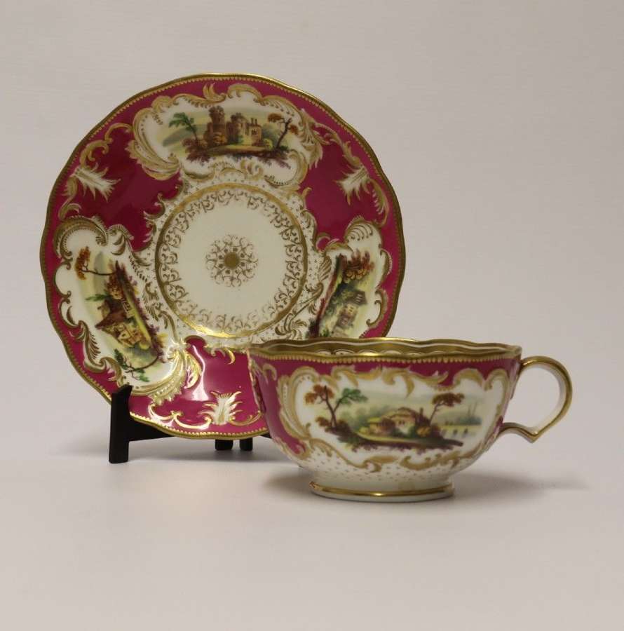 A Rare English Over Sized Early 19th Century Minton Breakfast Cup And Saucer.