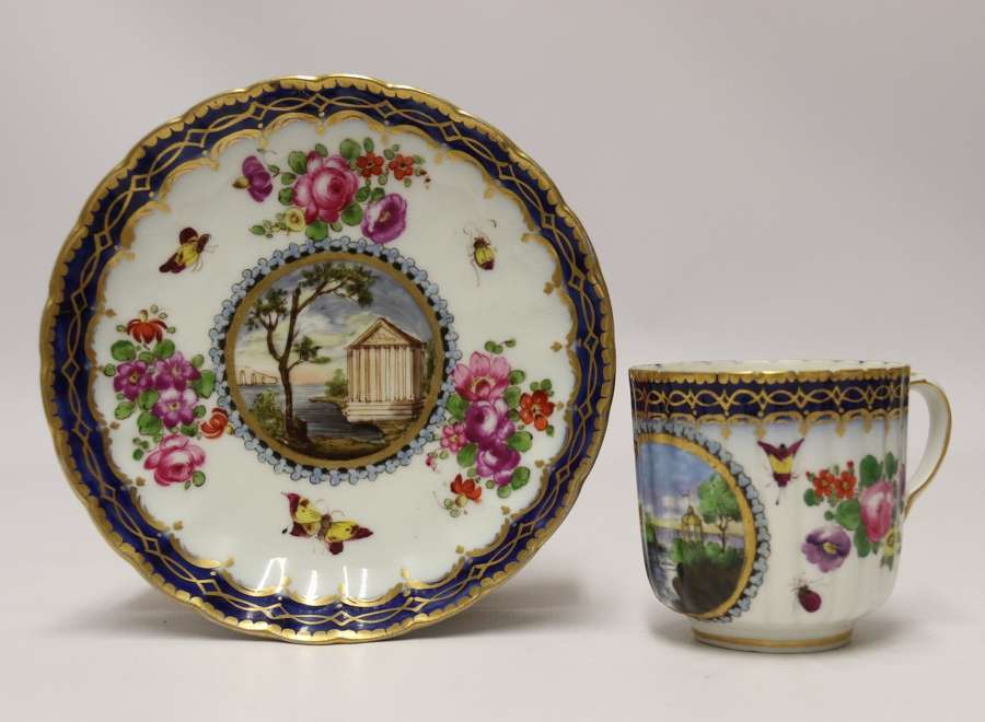 A Lord Henry Thynne First Period Worcester Coffee Can And Saucer By Samson C 1875