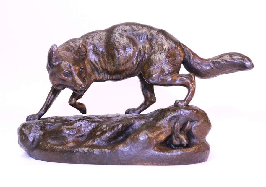 A Fine Bronze Study Of A Fox By C Masson
