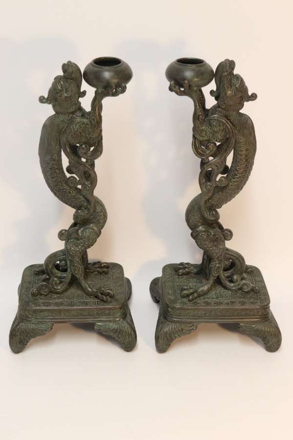 A Pair Of Japanese Bronze Incense Burners