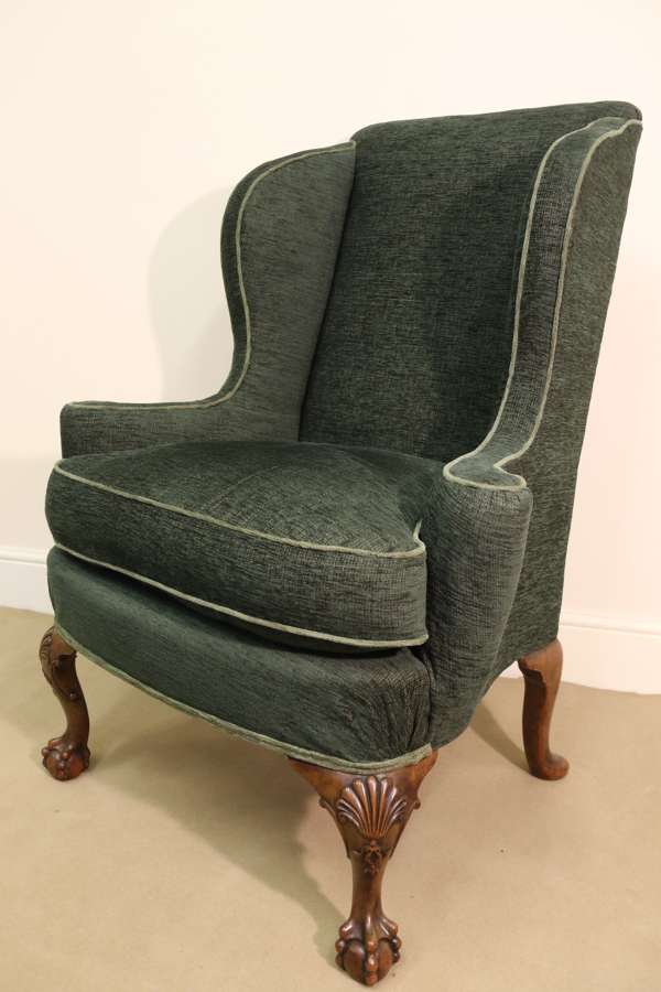 A Superb George I Style Winged Arm Chair