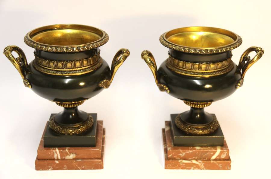 A Pair Of French Bronze Urns 19th Century