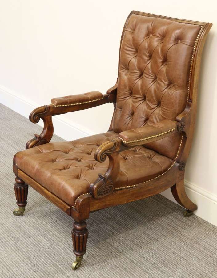 A Superb Regency Reclining Library Arm Chair