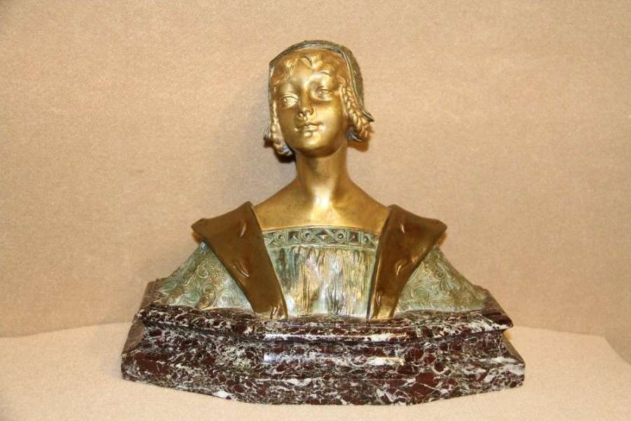 A Bronze Study Of A Medieval Maiden