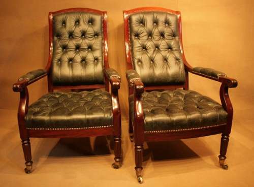 A Fine Pair Of Regency Library Chairs