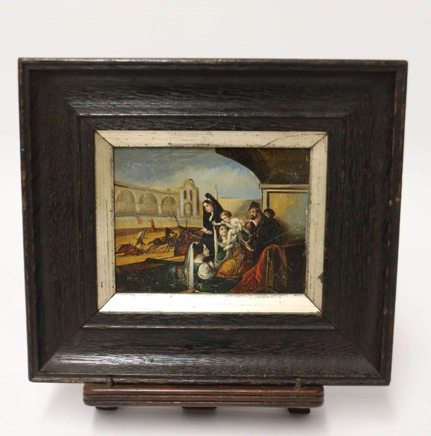 An interesting 19th C miniature hand painted classical picture