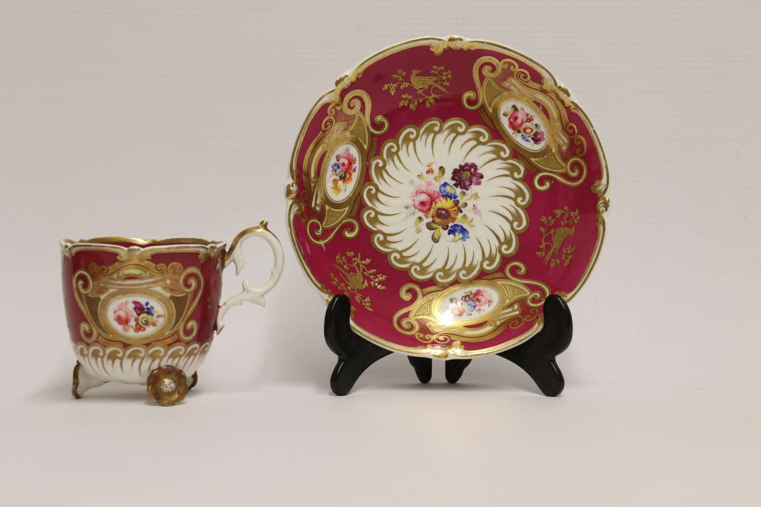 19th century cabinet cup and saucer by H and R Daniel Factory, C 1835
