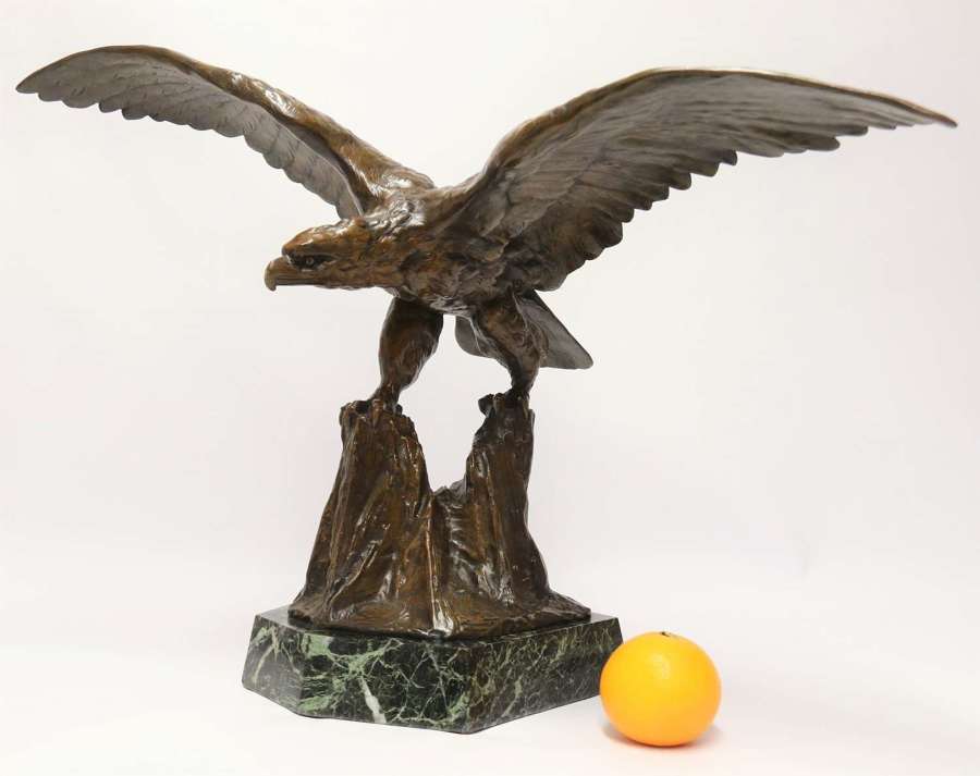 A large and impressive bronze sculpture of a Eagle by Claude Mirval