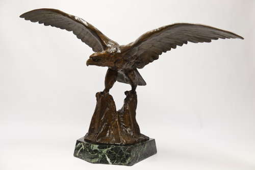A large and impressive bronze sculpture of a Eagle by Claude Mirval