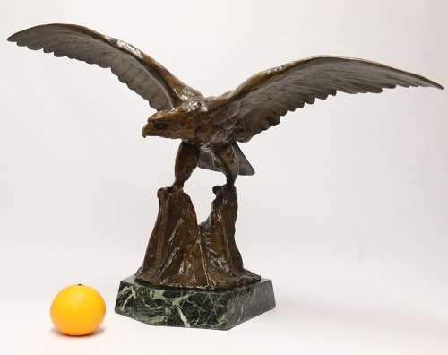 A large and impressive bronze sculpture of a Eagle by Claude Mirval