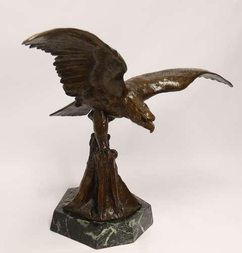A large and impressive bronze sculpture of a Eagle by Claude Mirval