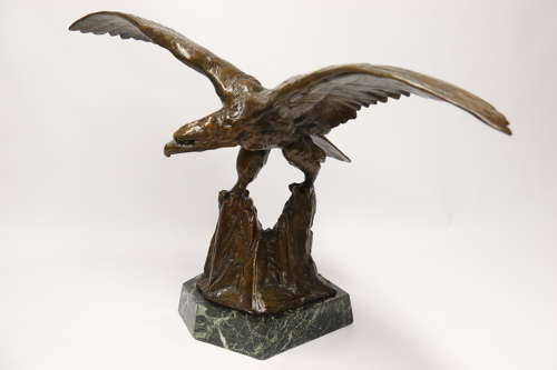 A large and impressive bronze sculpture of a Eagle by Claude Mirval