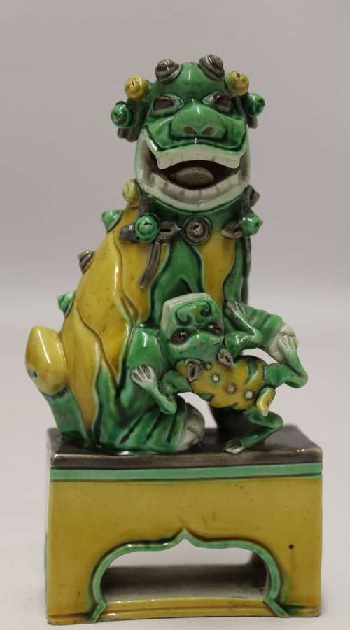 A fine 19th c Chinese porcelain Buddhist Lion or foo dog