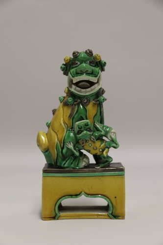 A fine 19th c Chinese porcelain Buddhist Lion or foo dog