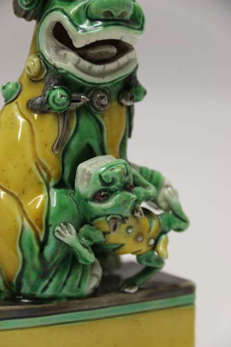 A fine 19th c Chinese porcelain Buddhist Lion or foo dog