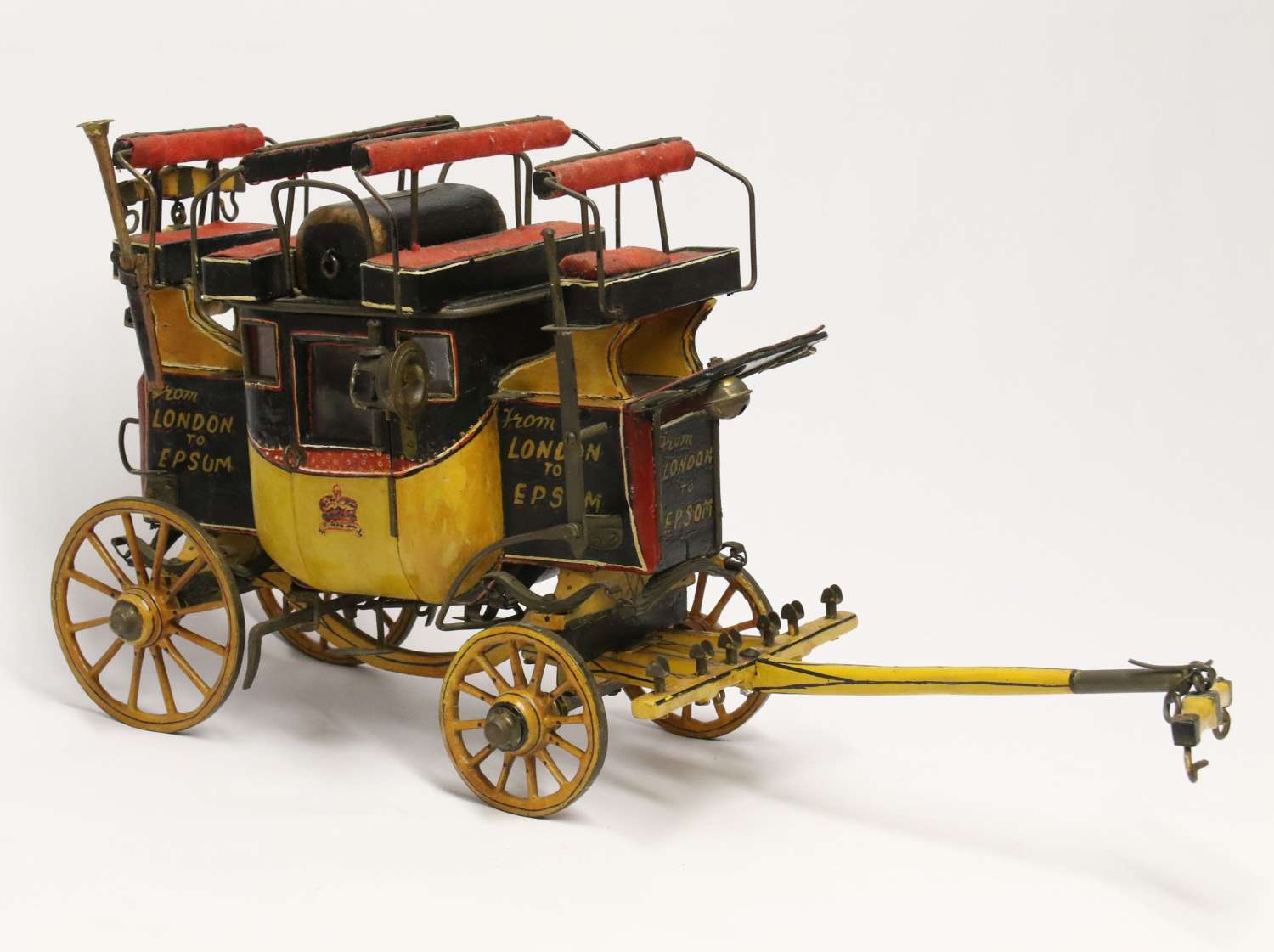 A rare Edwardian model of an 18th c London to Epsom Stagecoach