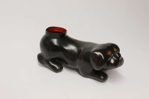 19th century Japanese Papier Mache container in the form of a puppy