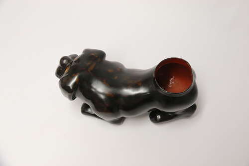 19th century Japanese Papier Mache container in the form of a puppy