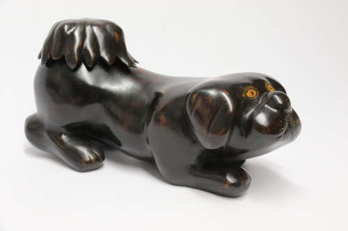 19th century Japanese Papier Mache container in the form of a puppy