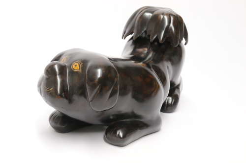 19th century Japanese Papier Mache container in the form of a puppy