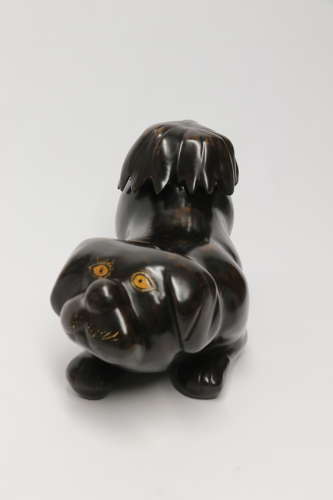 19th century Japanese Papier Mache container in the form of a puppy