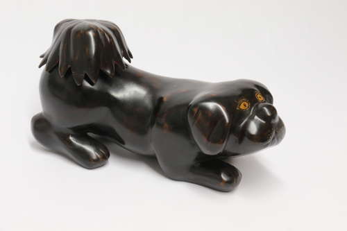 19th century Japanese Papier Mache container in the form of a puppy