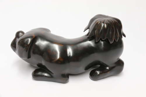 19th century Japanese Papier Mache container in the form of a puppy