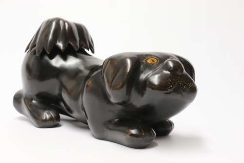 19th century Japanese Papier Mache container in the form of a puppy