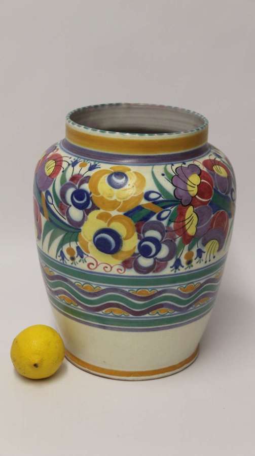 1930's Art Deco hand painted large Poole Pottery Vase