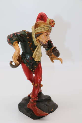 Pair of Black Forest polychrome painted jesters made from lime wood