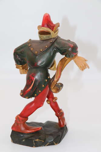 Pair of Black Forest polychrome painted jesters made from lime wood