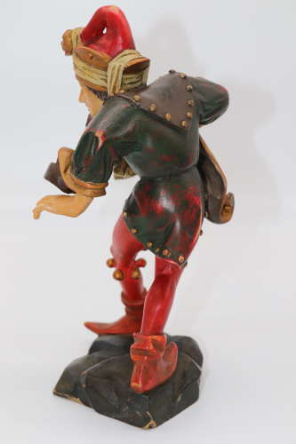 Pair of Black Forest polychrome painted jesters made from lime wood